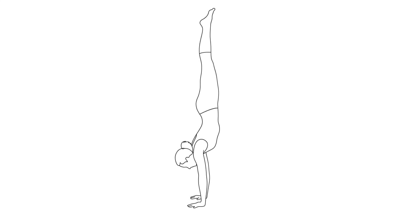 Line-art illustration of Handstand (Adho Mukha Vrikshasana)
