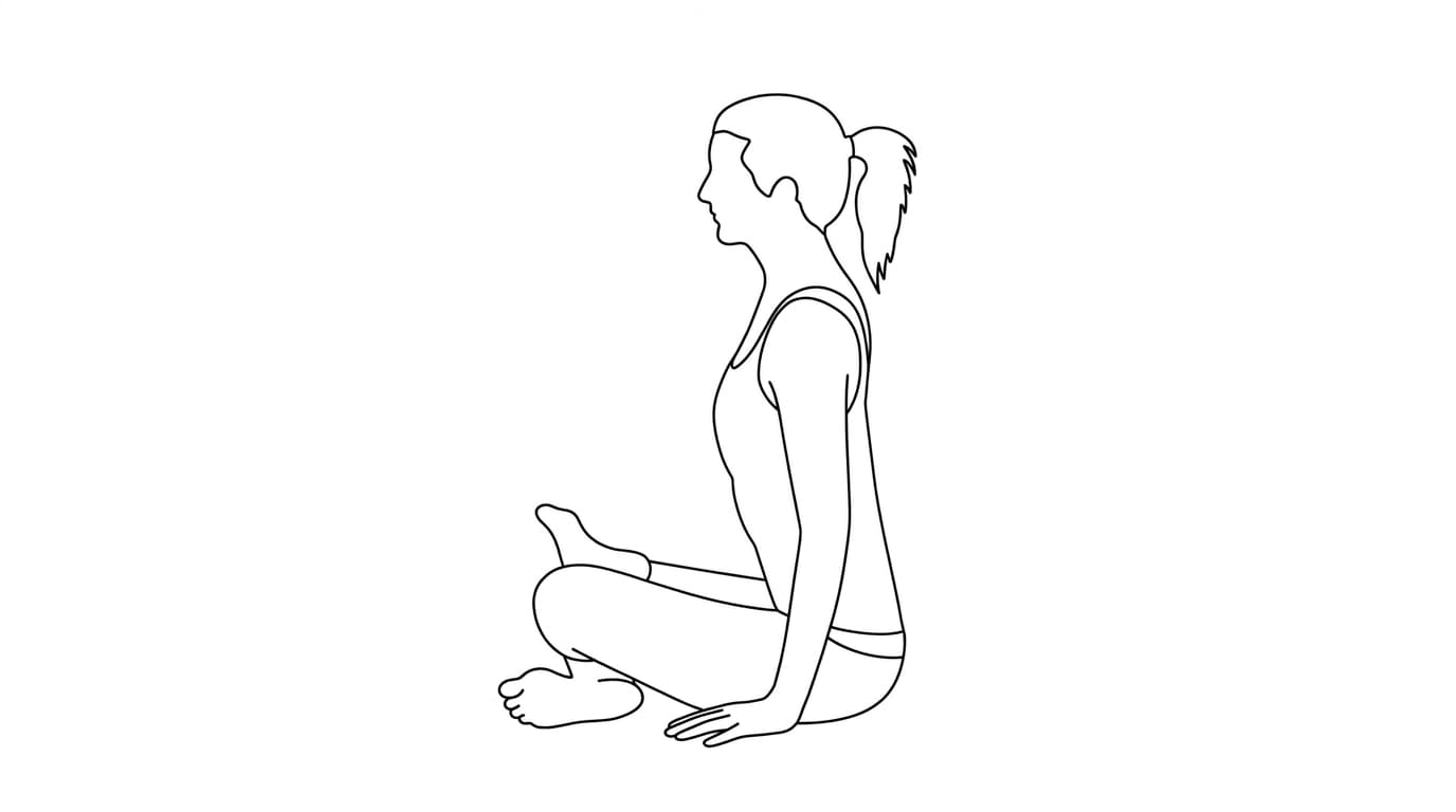 Line-art illustration of Fire Log Pose (Agnistambhasana)