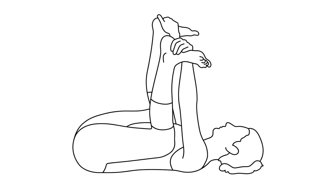 Line-art illustration of Happy Baby (Ananda Balasana)