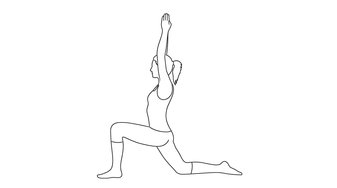 Line-art illustration of Crescent Lunge on the Knee (Anjaneyasana)