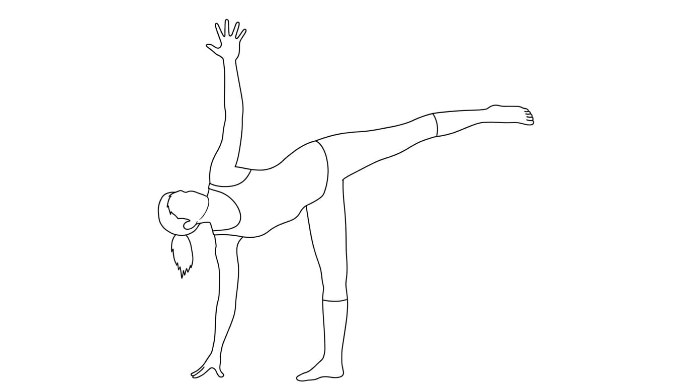 Line-art illustration of Half Moon Pose (Ardha Chandrasana)