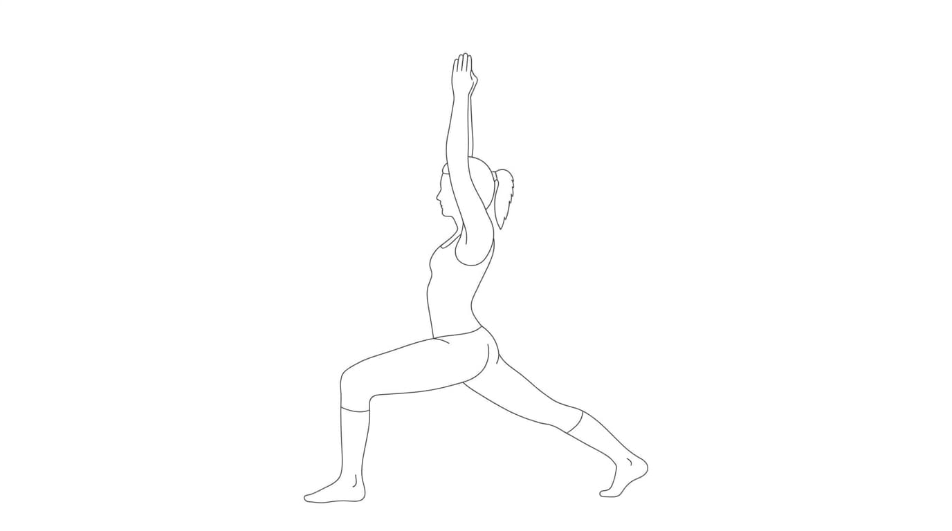 Line-art illustration of Crescent Lunge (Ashta Chandrasana)