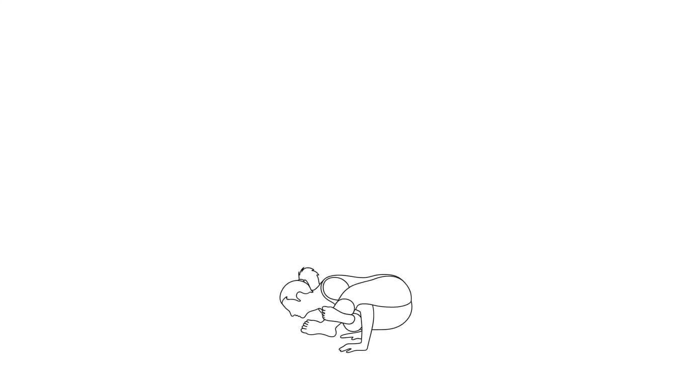Line-art illustration of Eight-Angle Pose (Ashtavakrasana)