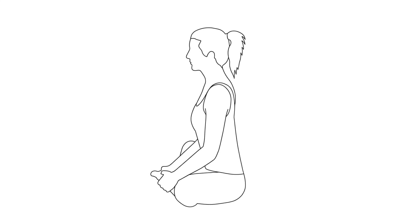 Line-art illustration of Bound Angle Pose (Baddha Konasana)