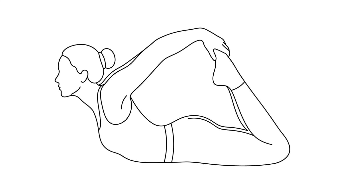 Line-art illustration of Frog Pose (Bhekasana)