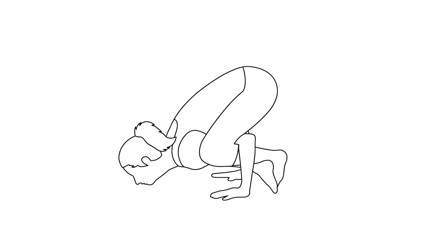 Line-art illustration of Shoulder Pressing (Bhuja Pidasana)