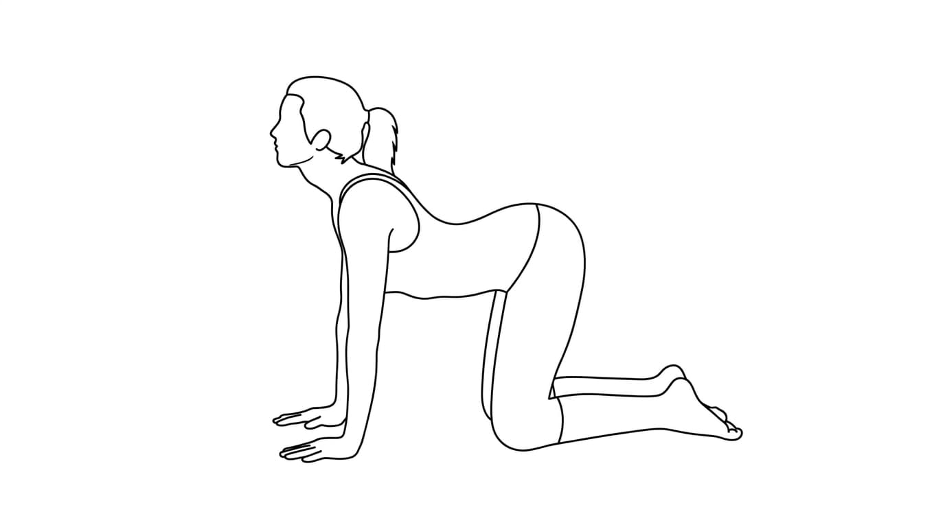Line-art illustration of Cow Pose (Bitilasana)
