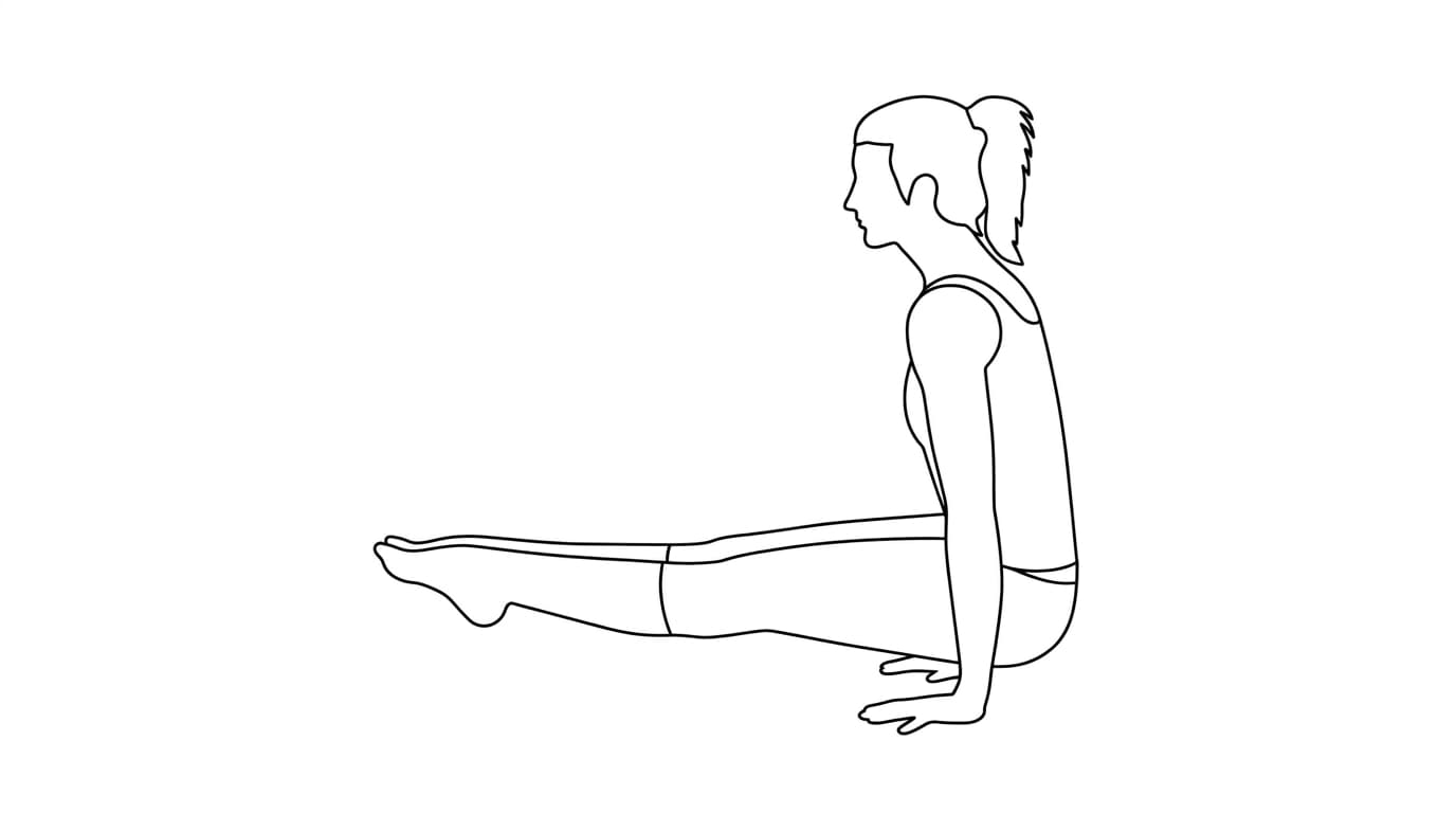 Line-art illustration of Floating Stick (Brahmacharyasana)
