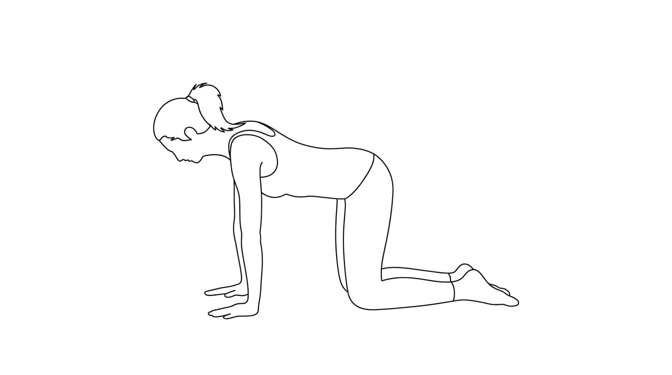 Line-art illustration of Box Pose (Chakravakasana)