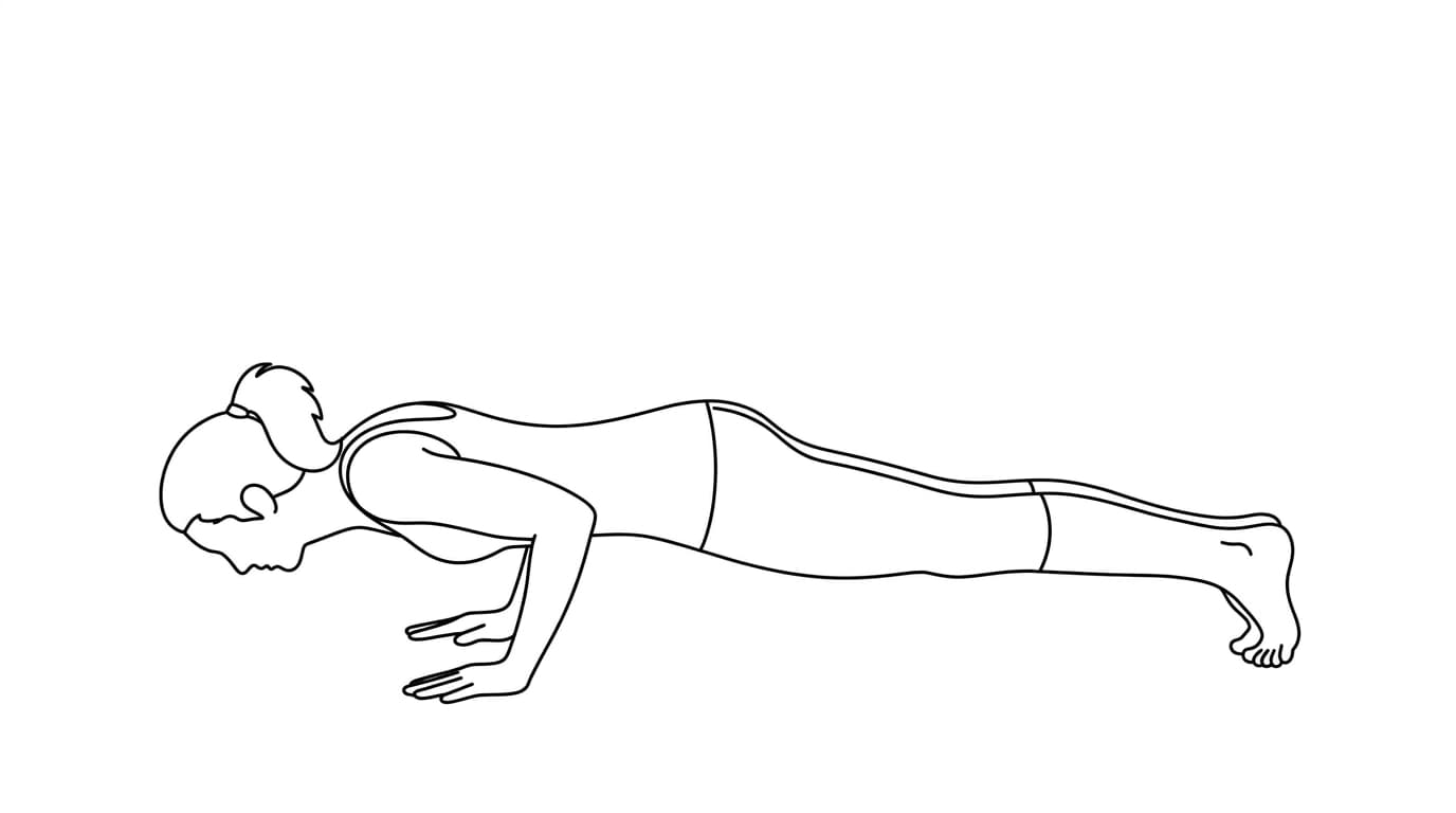 Line-art illustration of Low Push-up (Chaturanga Dandasana)