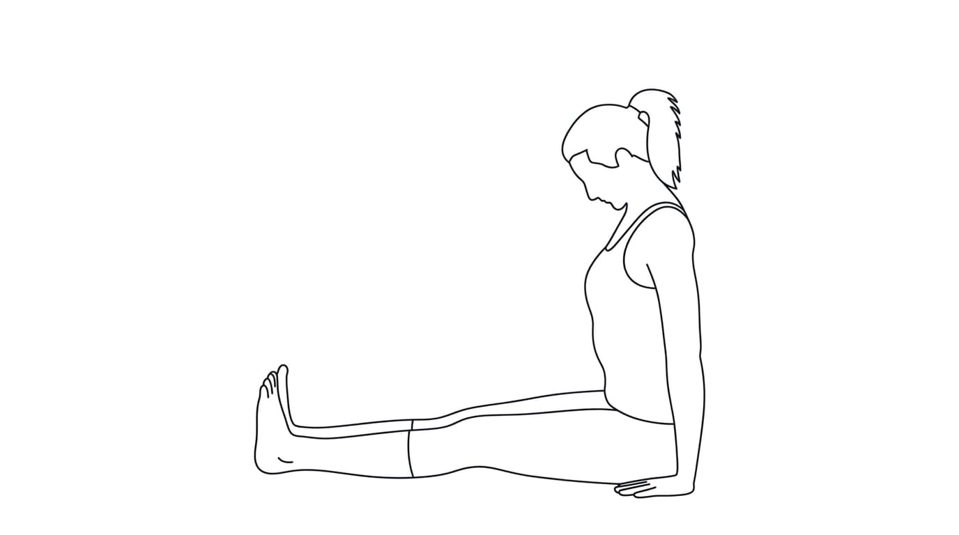 Line-art illustration of Staff Pose (Dandasana)