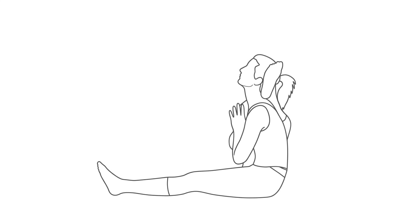 Line-art illustration of One Leg Behind the Head I (Eka Pada Sirsasana A)