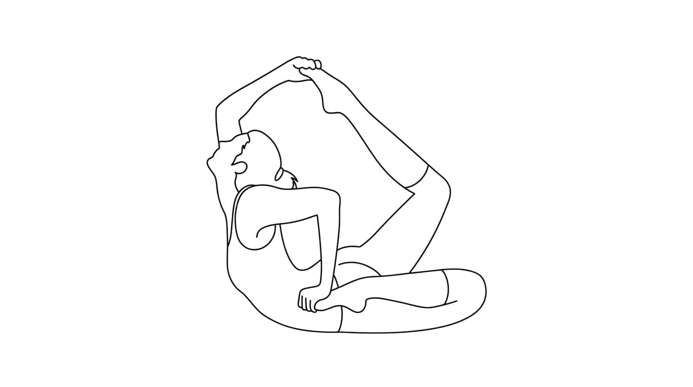 Line-art illustration of Sage Gheranda's Pose (Gherandasana)