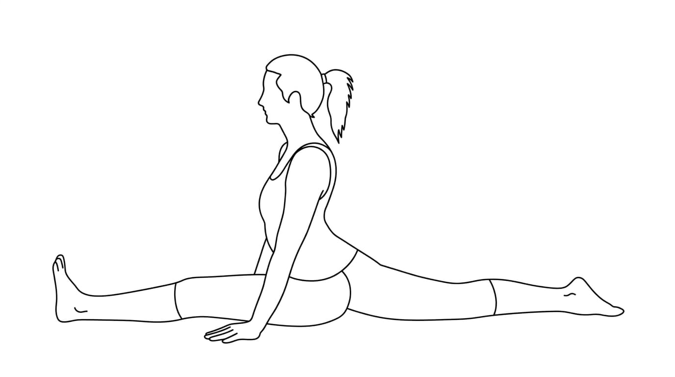 Line-art illustration of Front Splits (Hanumanasana)