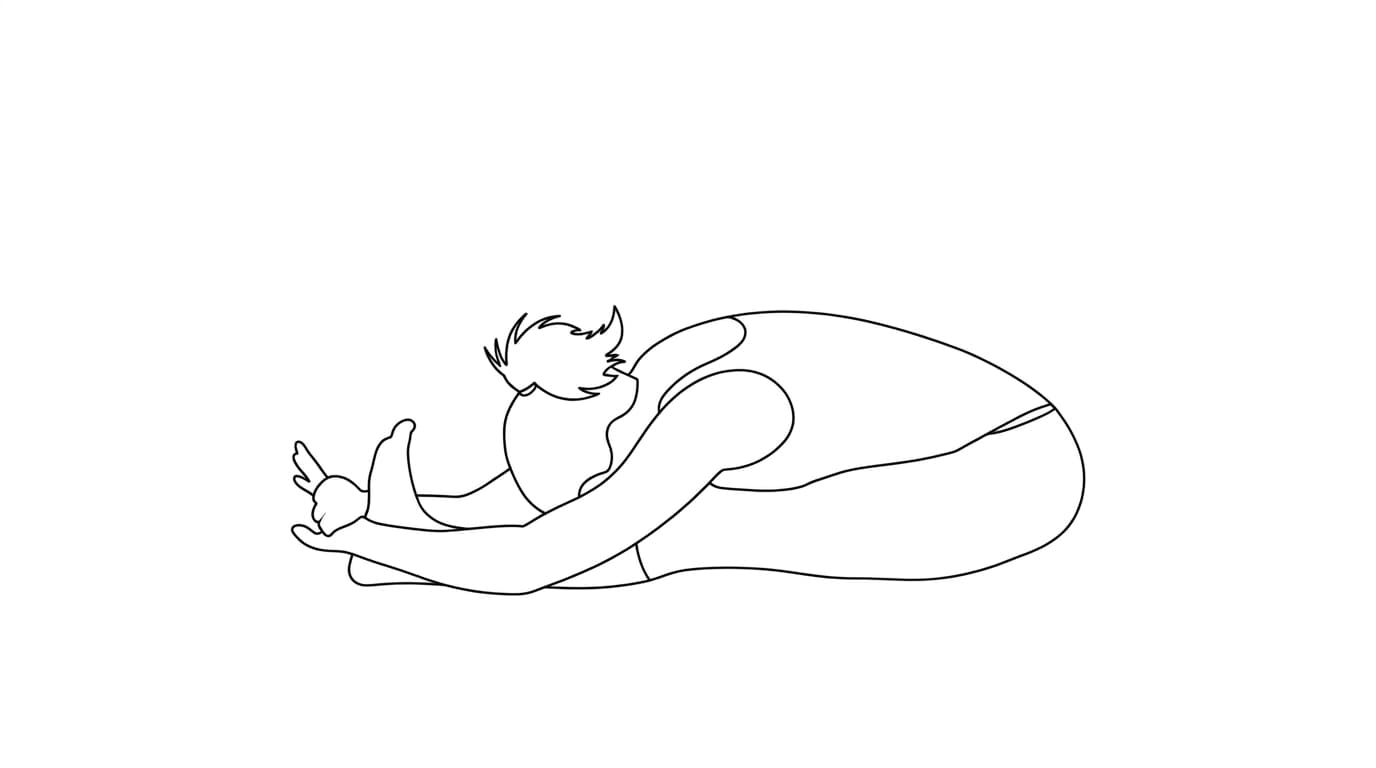 Line-art illustration of Head to Knee I (Janu Sirsasana A)