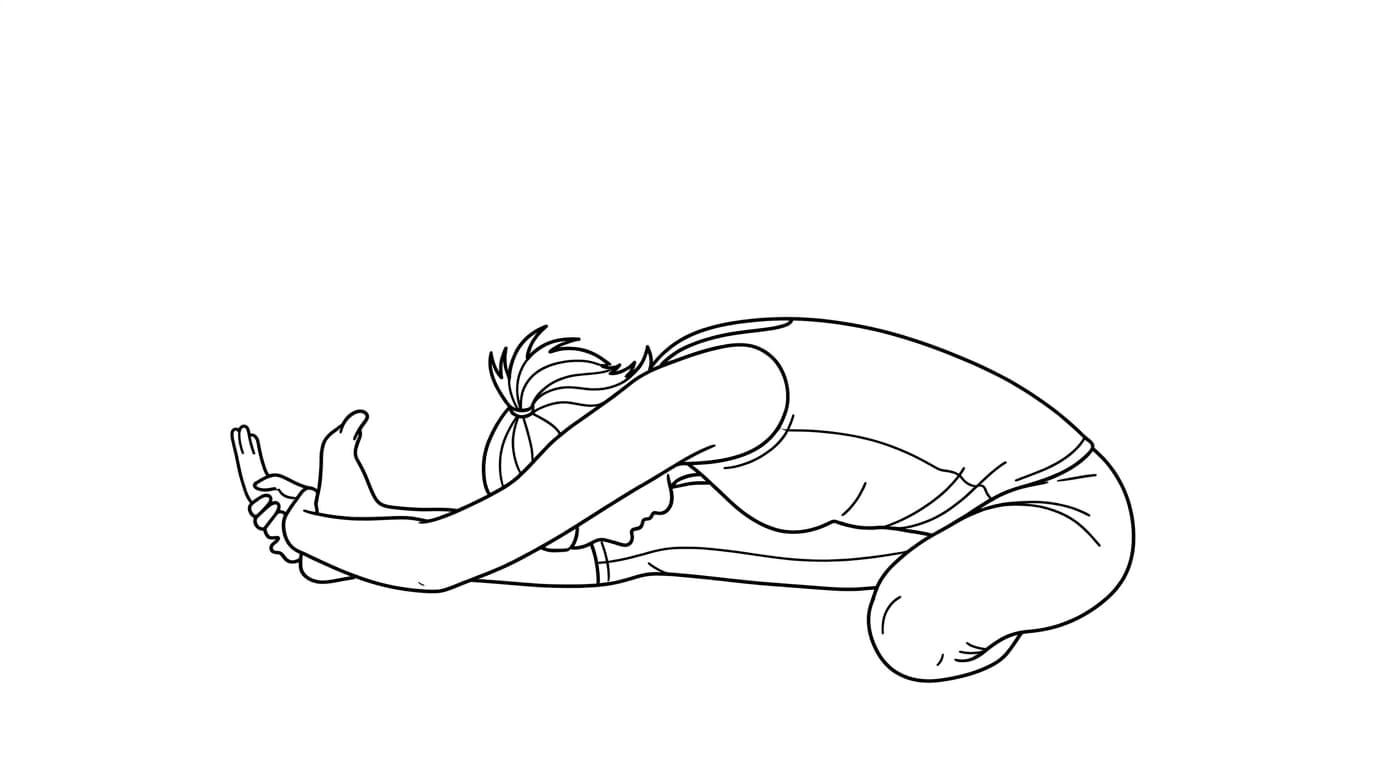 Line-art illustration of Head to Knee II (Janu Sirsasana B)