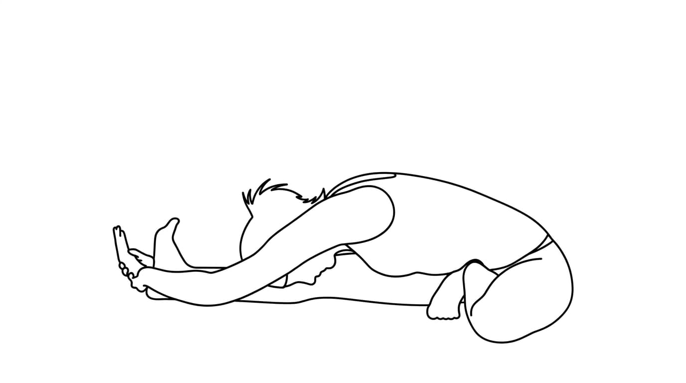 Line-art illustration of Head to Knee III (Janu Sirsasana C)