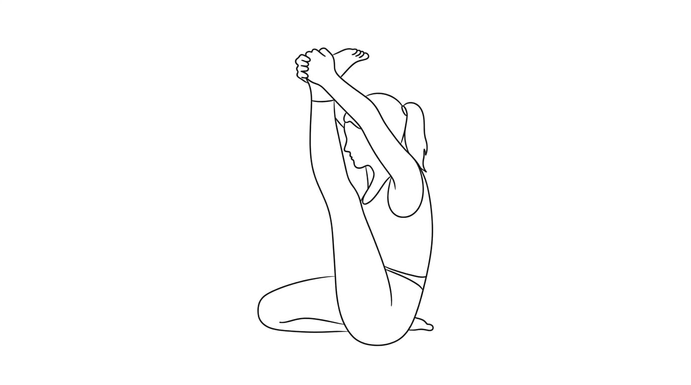 Line-art illustration of Heron Pose (Kraunchasana)