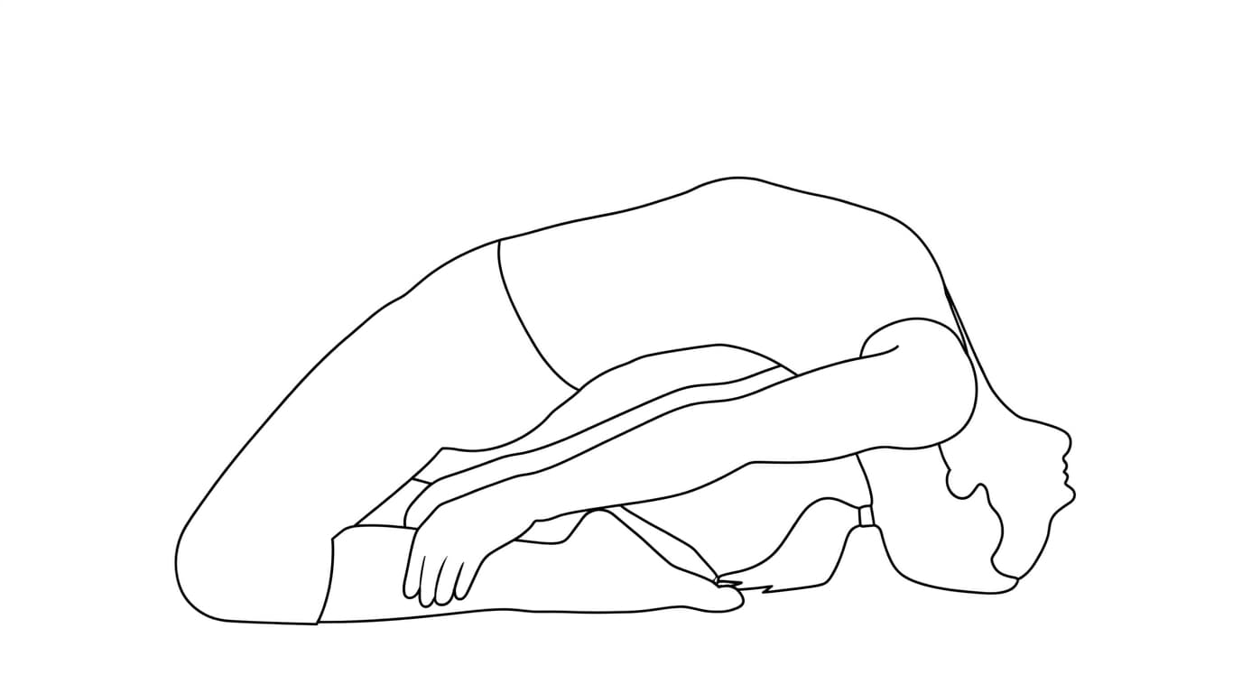 Line-art illustration of Little Thunderbolt (Laghu Vajrasana)