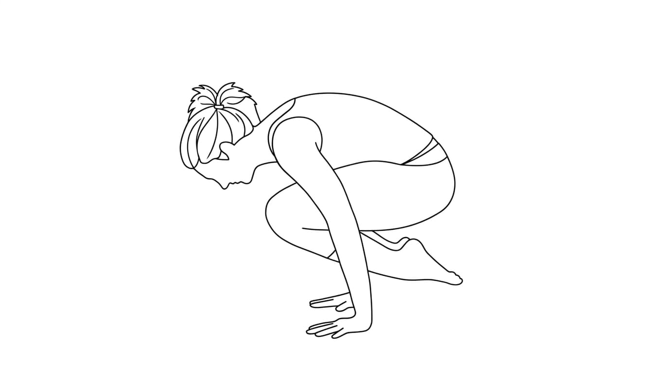 Line-art illustration of Pendant Pose (Lolasana)