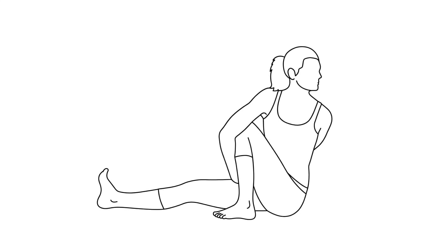 Line-art illustration of Sage Marichi's III (Marichyasana C)
