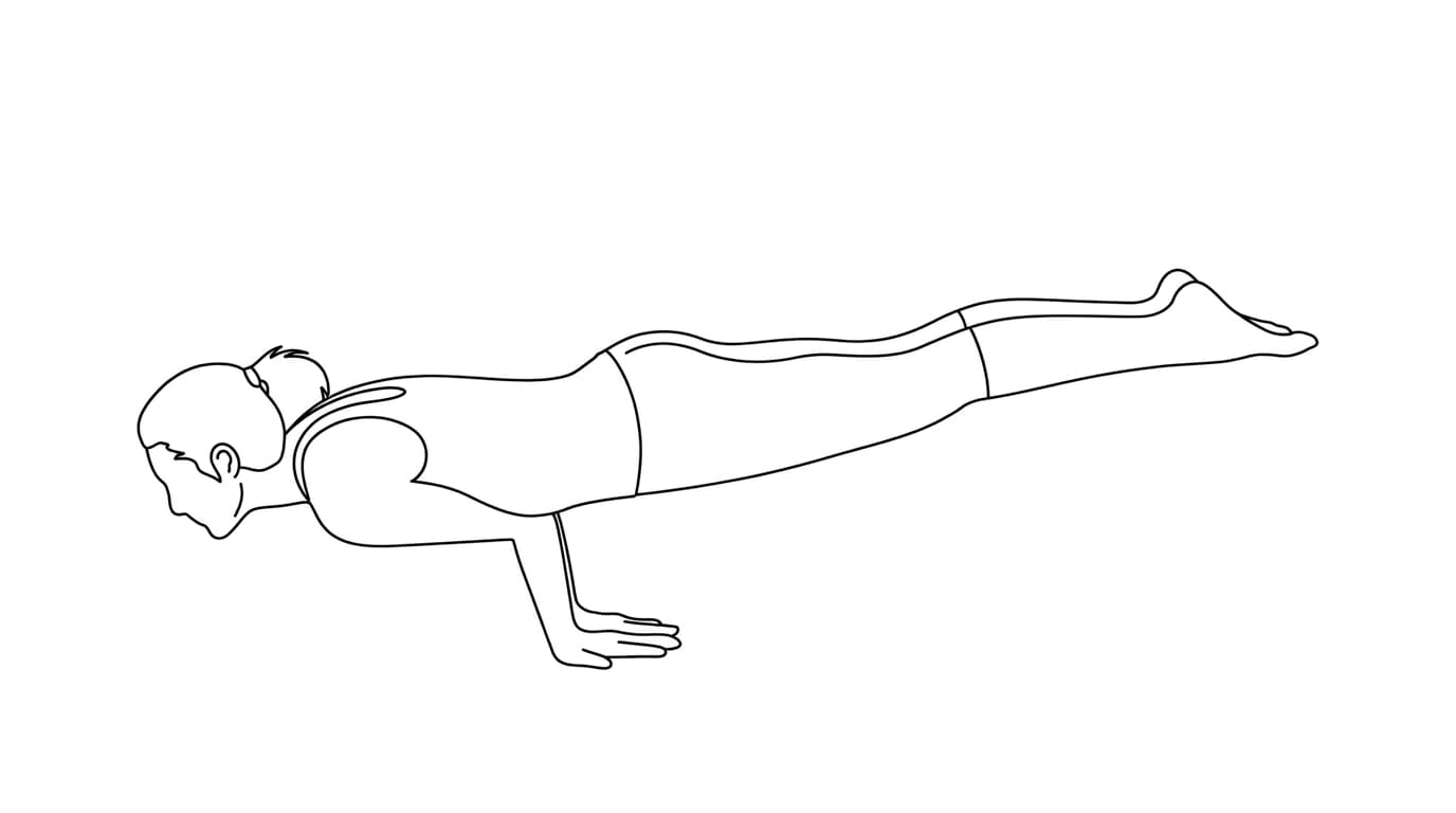 Line-art illustration of Peacock Pose (Mayurasana)