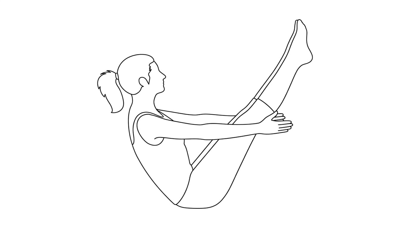Line-art illustration of Boat Pose (Navasana)