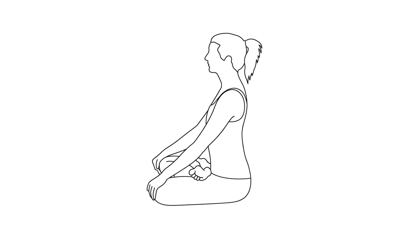 Line-art illustration of Lotus Pose (Padmasana)