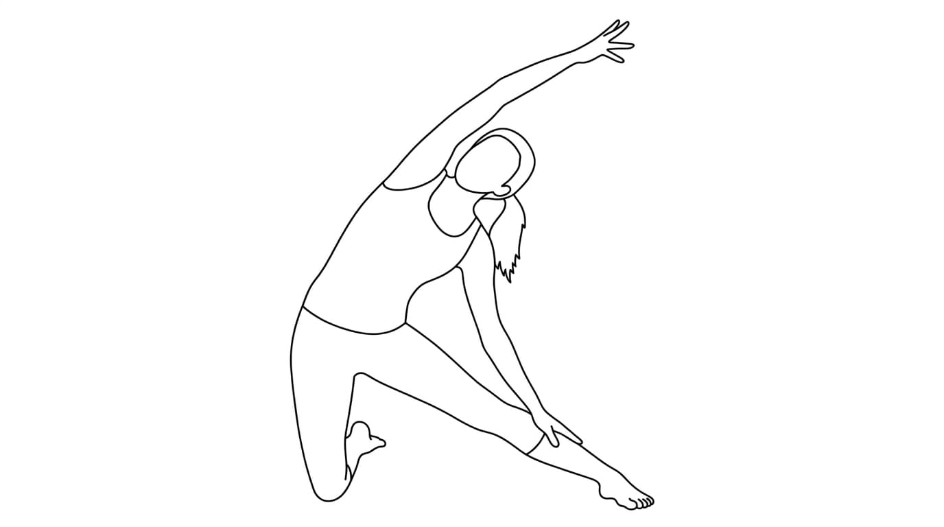 Line-art illustration of Gate Pose (Parighasana)