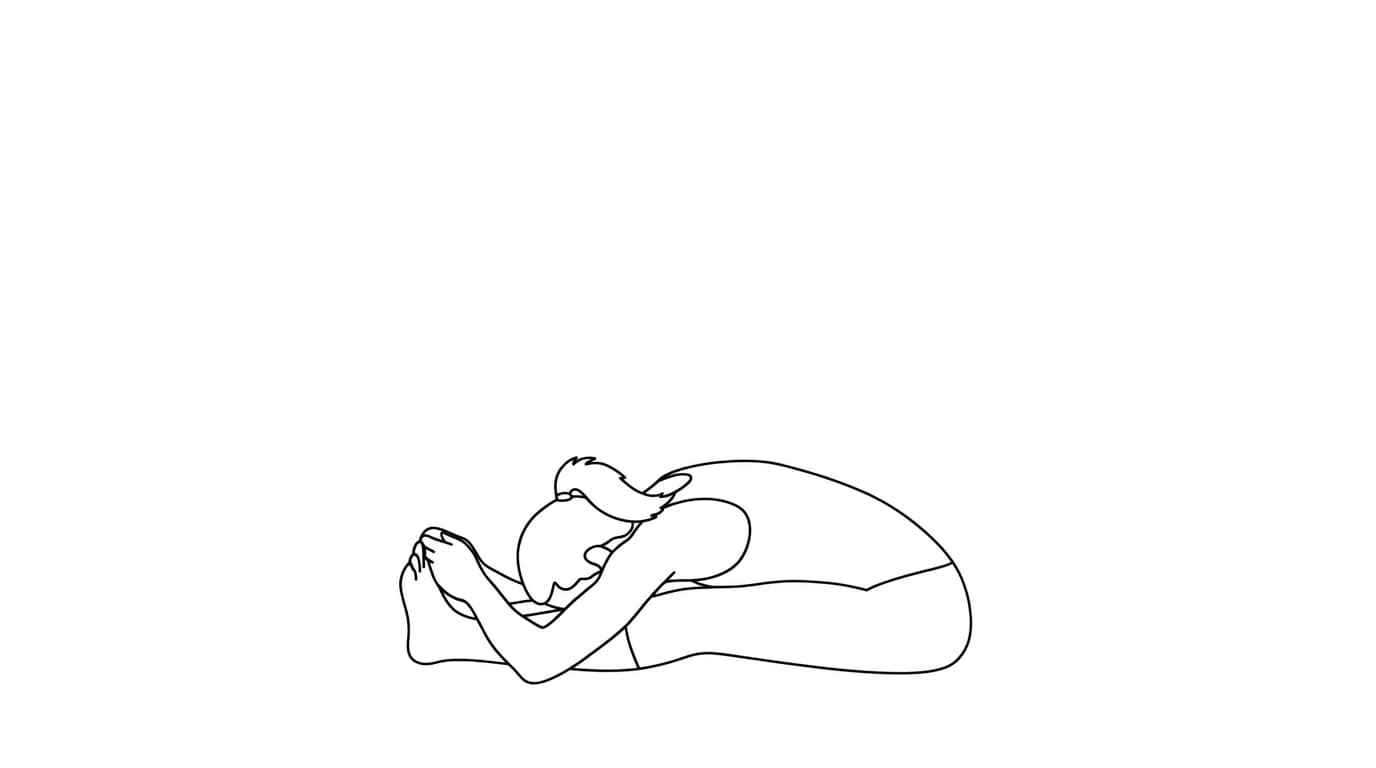 Line-art illustration of Seated Forward Bend I (Paschimottanasana A)