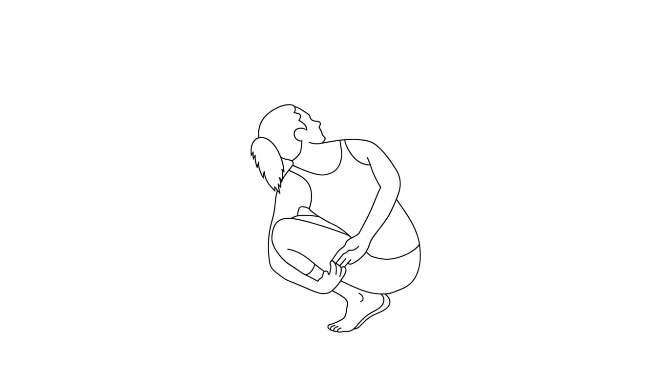 Line-art illustration of Noose Pose (Pashasana)