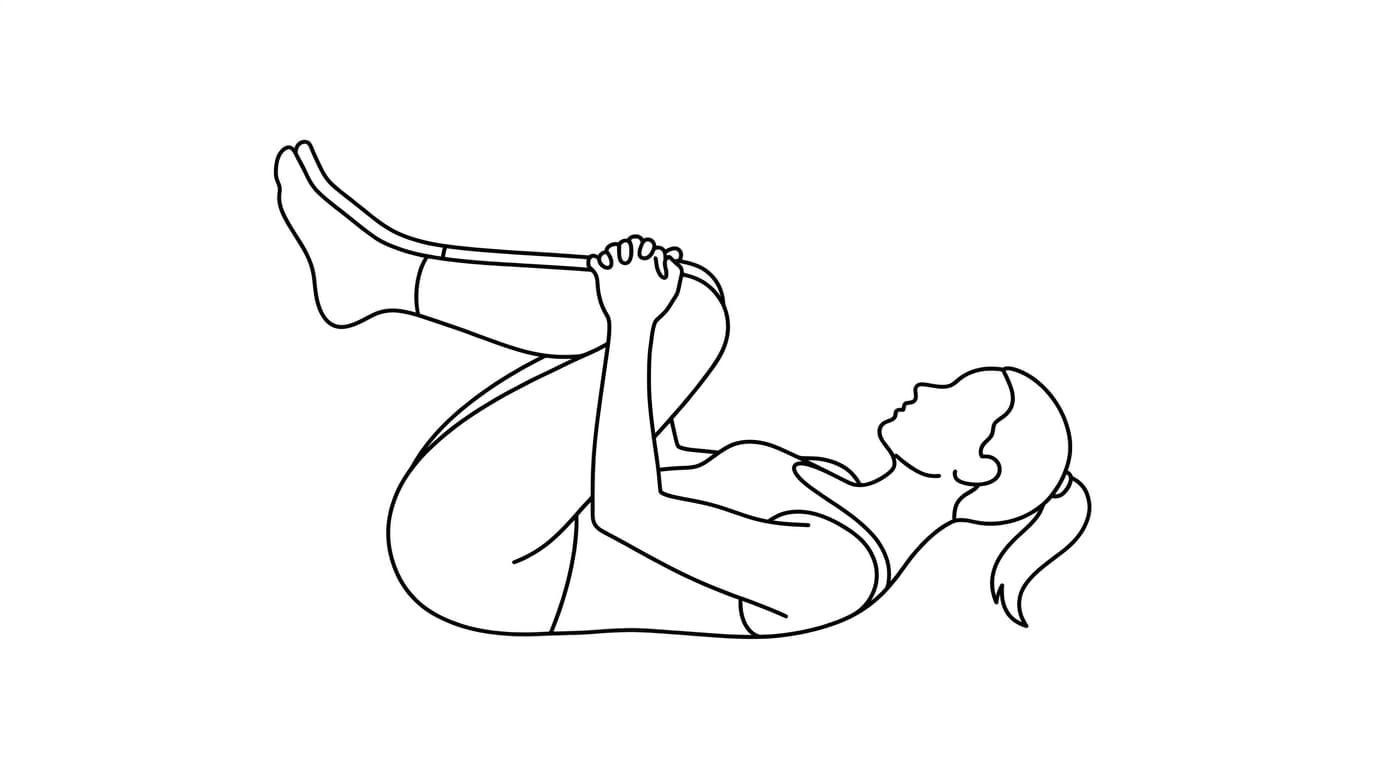 Line-art illustration of Wind-Removing Pose (Pavanamuktasana)