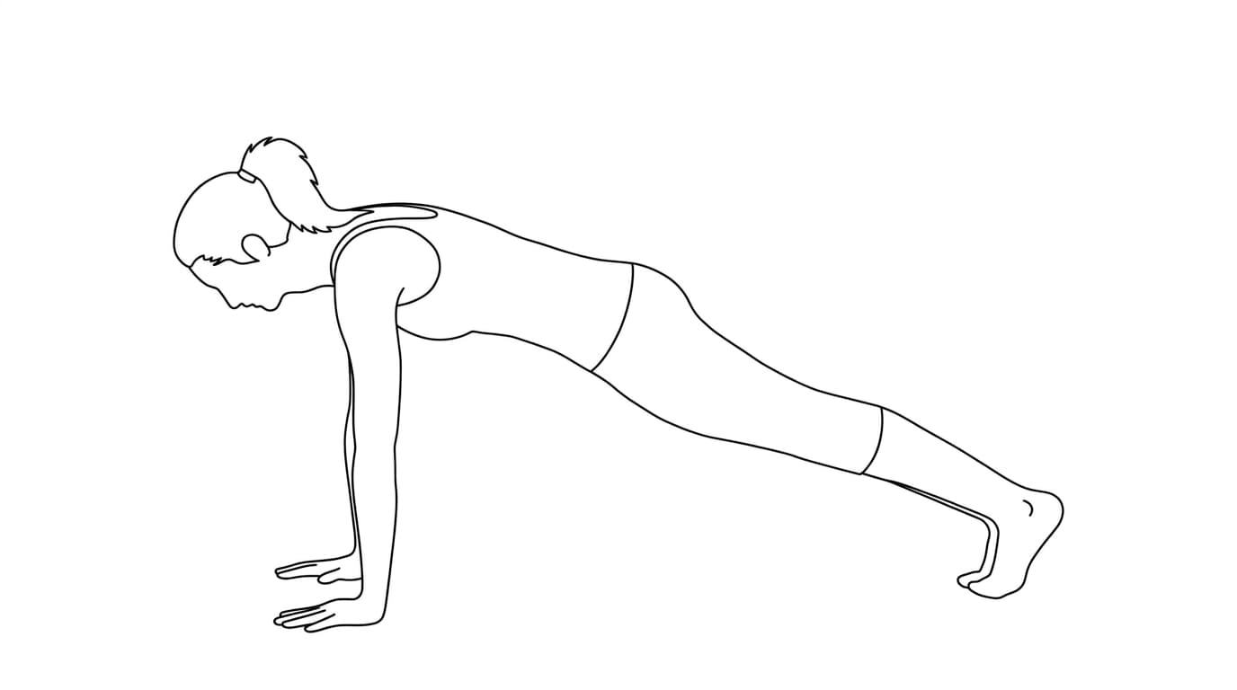 Line-art illustration of Plank Pose (Phalakasana)