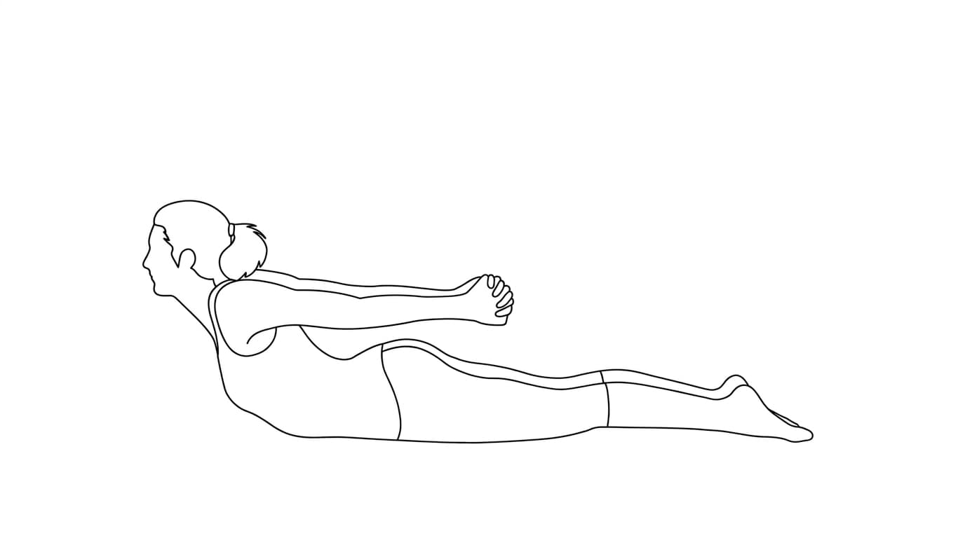 Line-art illustration of Snake Pose (Sarpasana)
