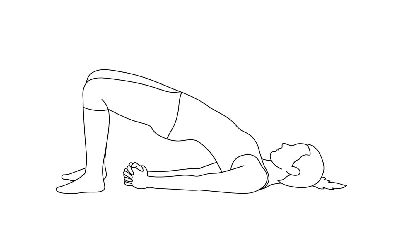 Line-art illustration of Bridge Pose (Setu Bandha Sarvangasana)