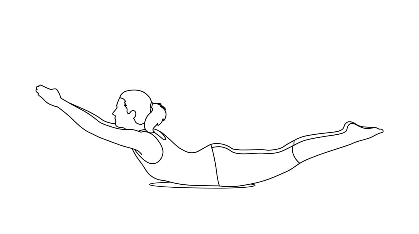 Line-art illustration of Locust III (Shalabhasana C)