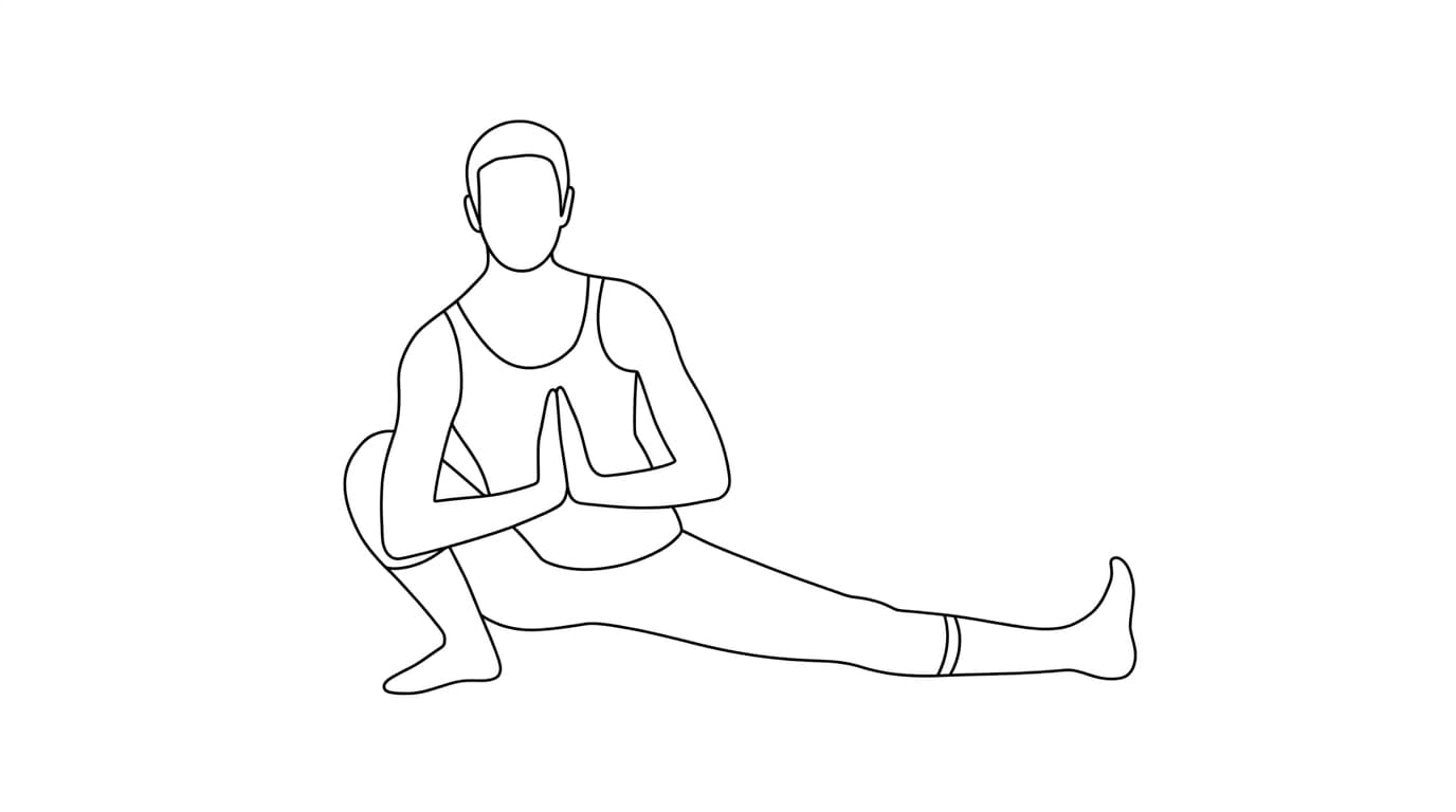 Line-art illustration of Side Lunge (Skandasana)