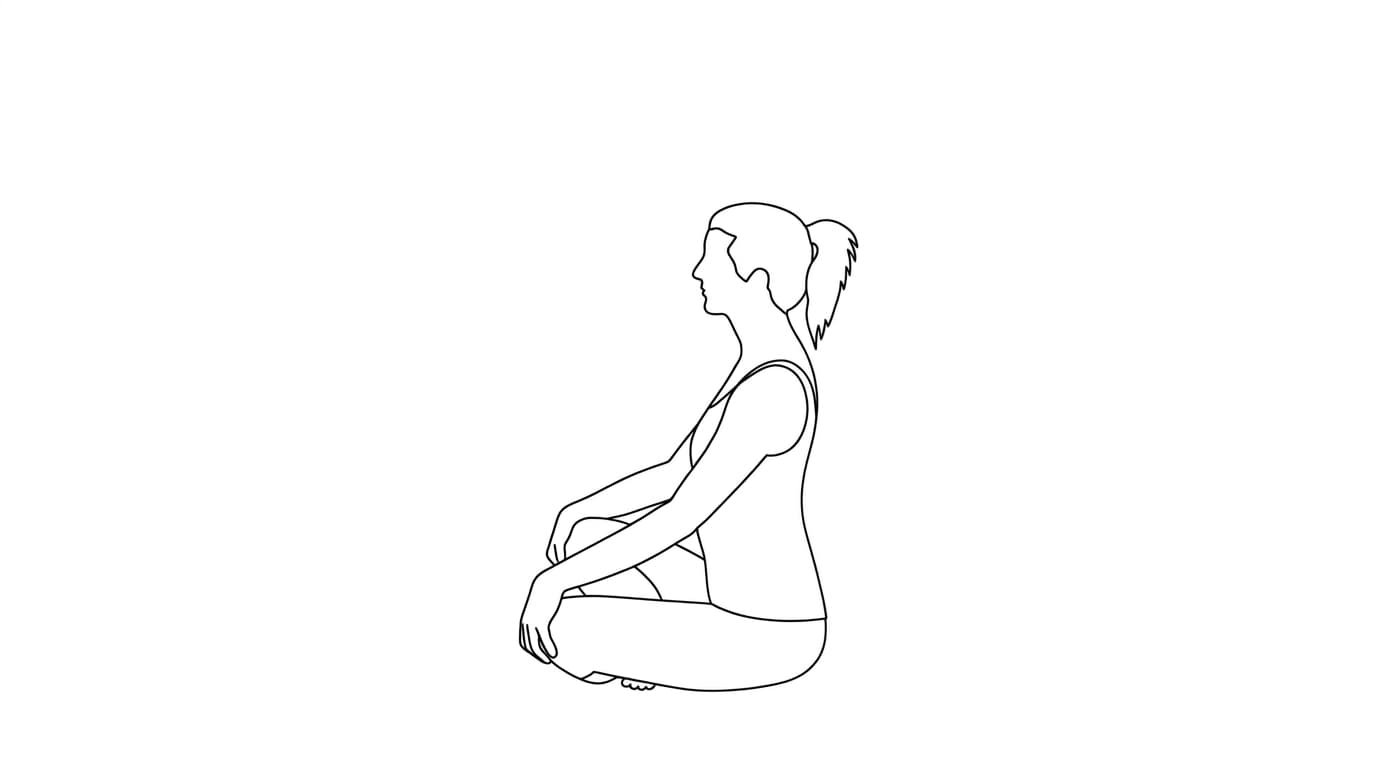 Line-art illustration of Easy Pose (Sukhasana)