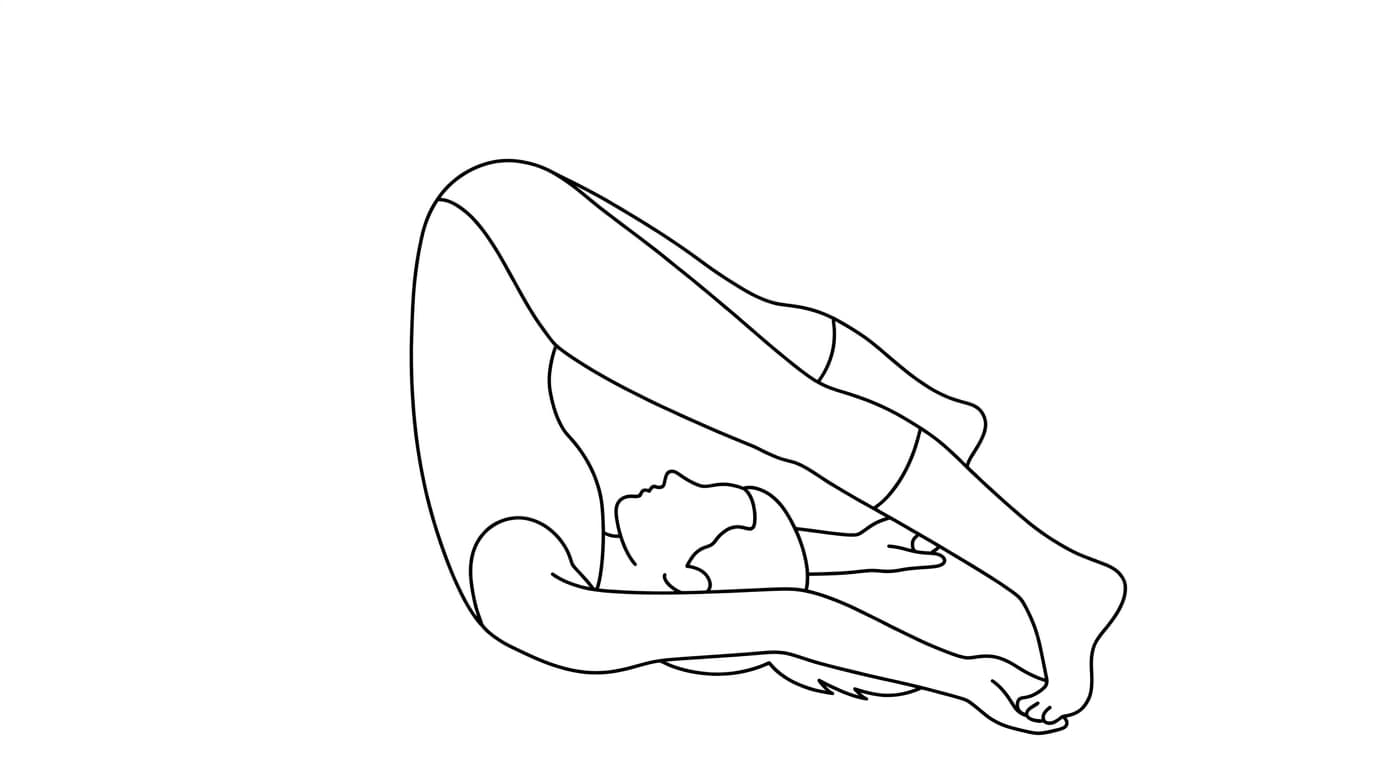 Line-art illustration of Supine Angle (Supta Konasana)