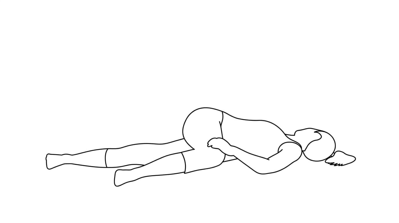 Line-art illustration of Supine Spinal Twist (Supta Matsyendrasana)
