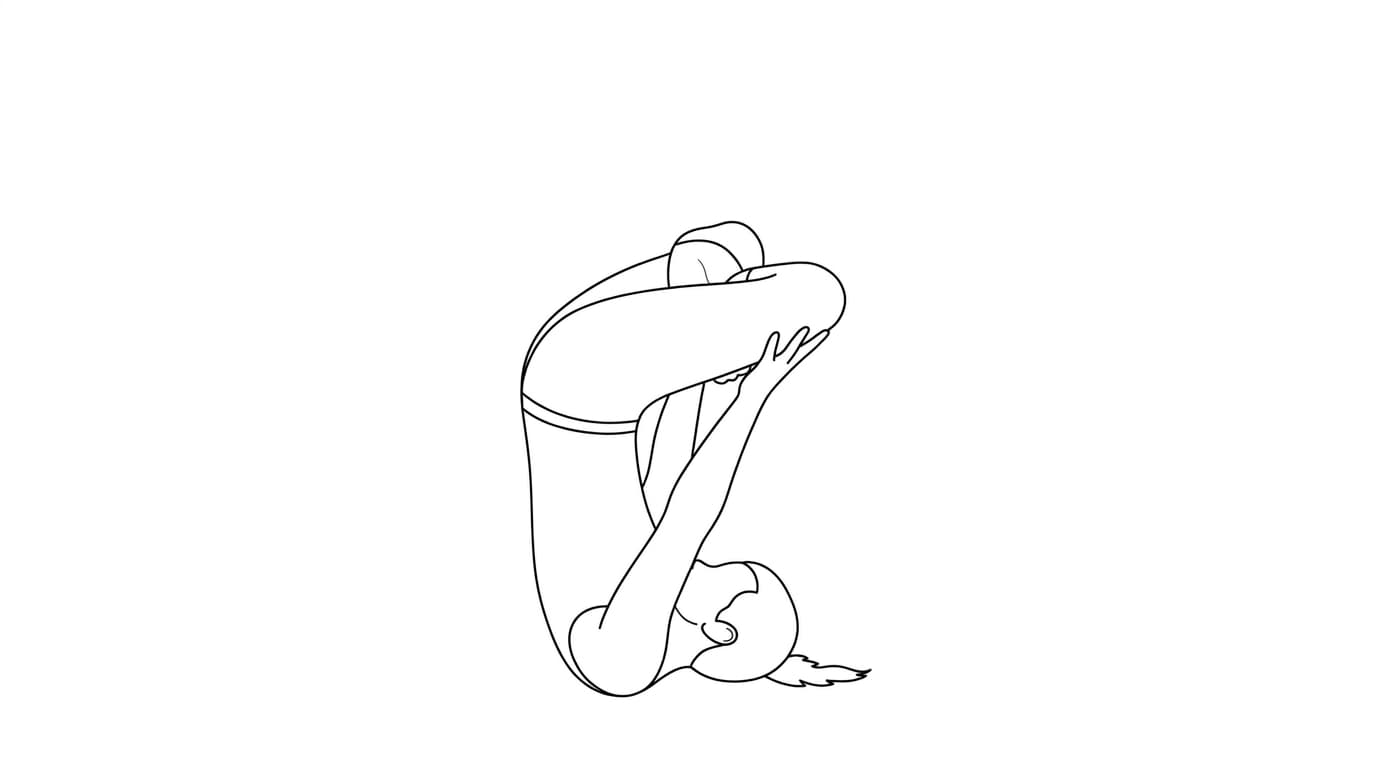 Line-art illustration of Shoulderstand with Lotus Legs (Urdhva Padmasana)