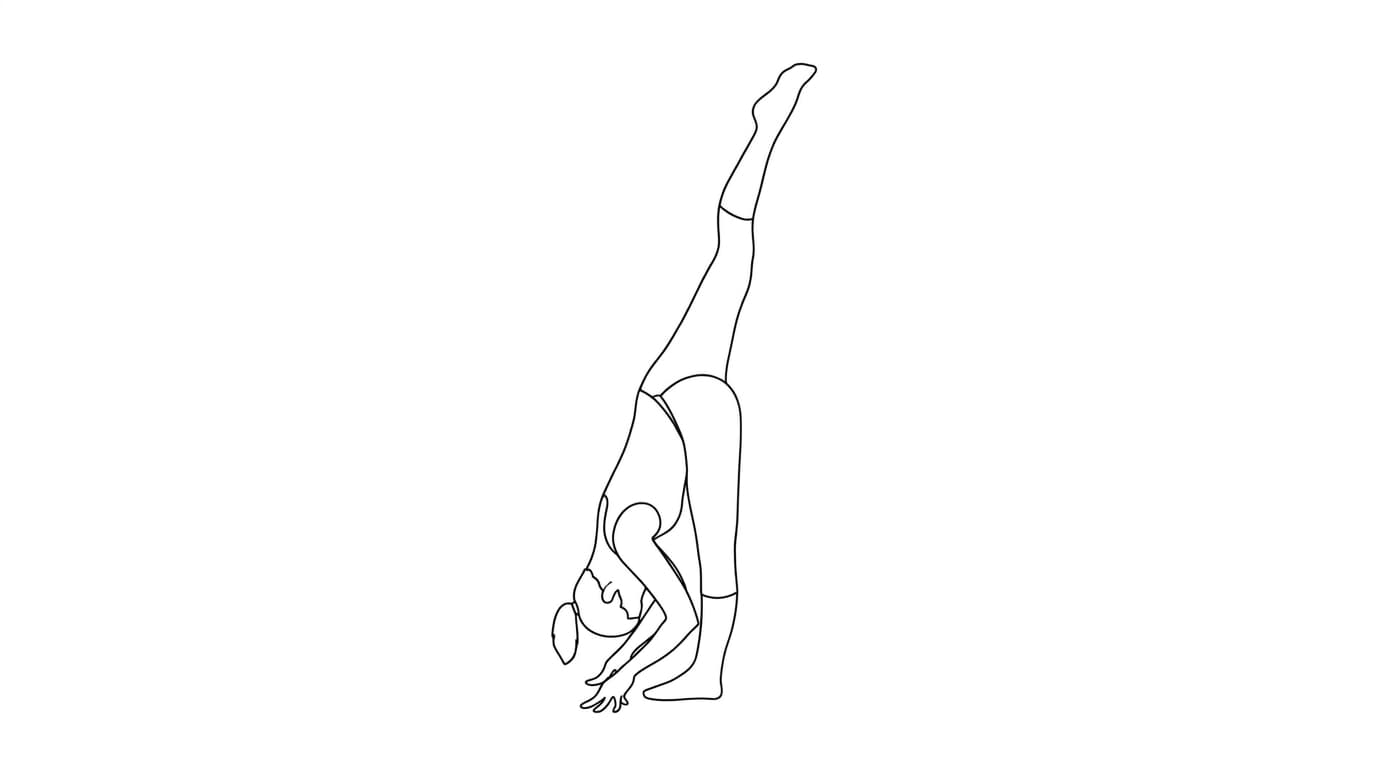 Line-art illustration of Standing Splits (Urdhva Prasarita Eka Padasana)