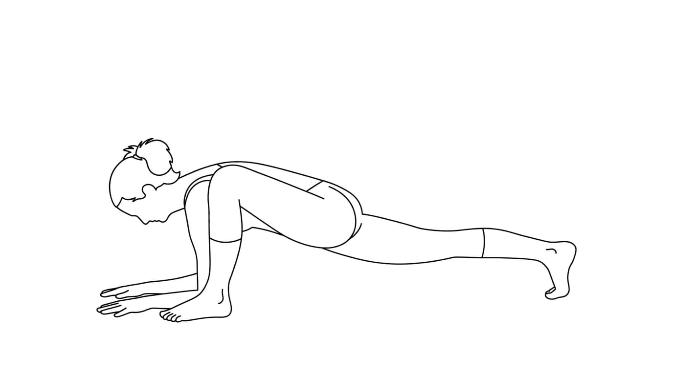 Line-art illustration of Lizard Pose (Uttana Pristhasana)