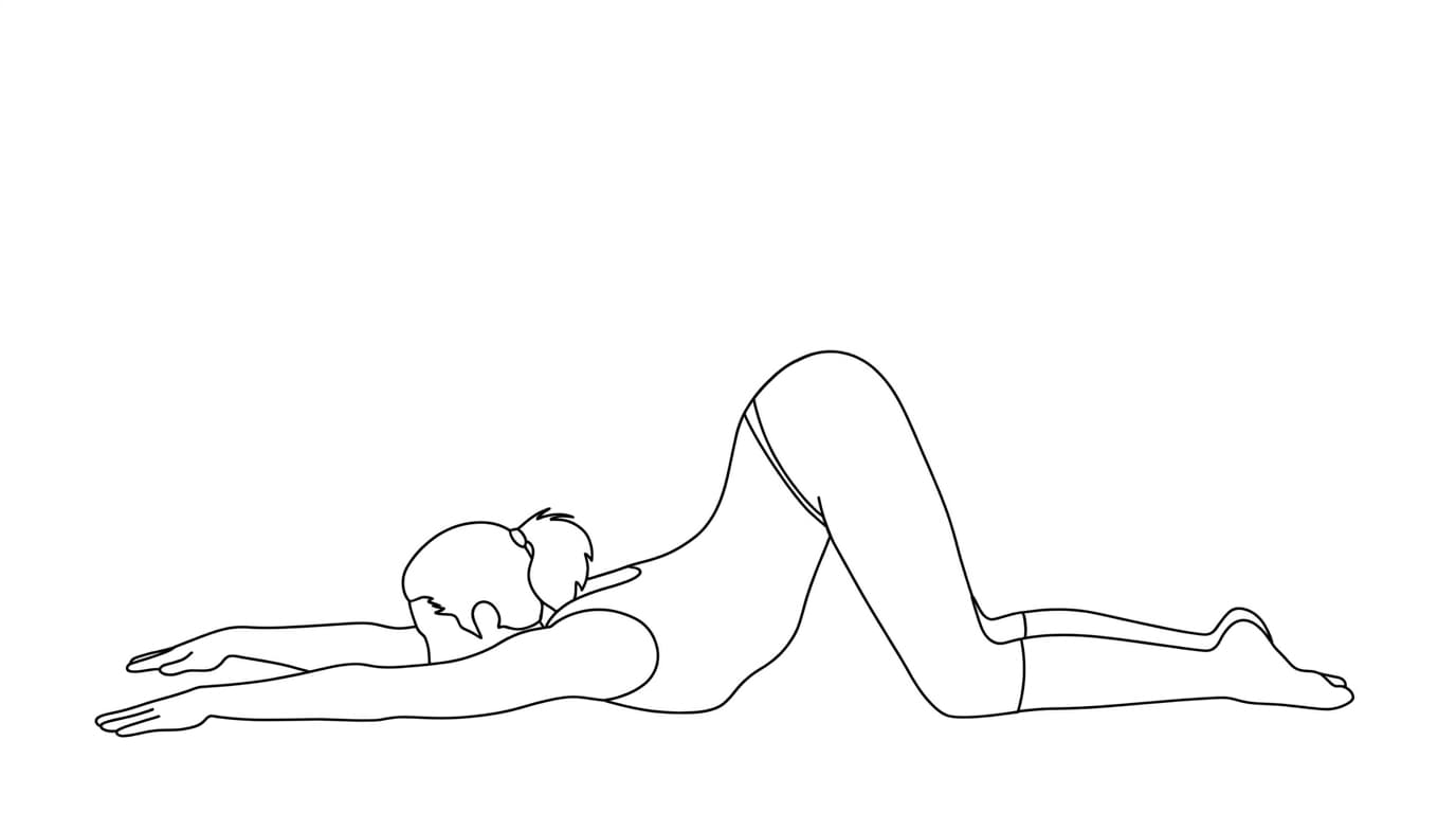 Line-art illustration of Extended Puppy (Uttana Shishosana)