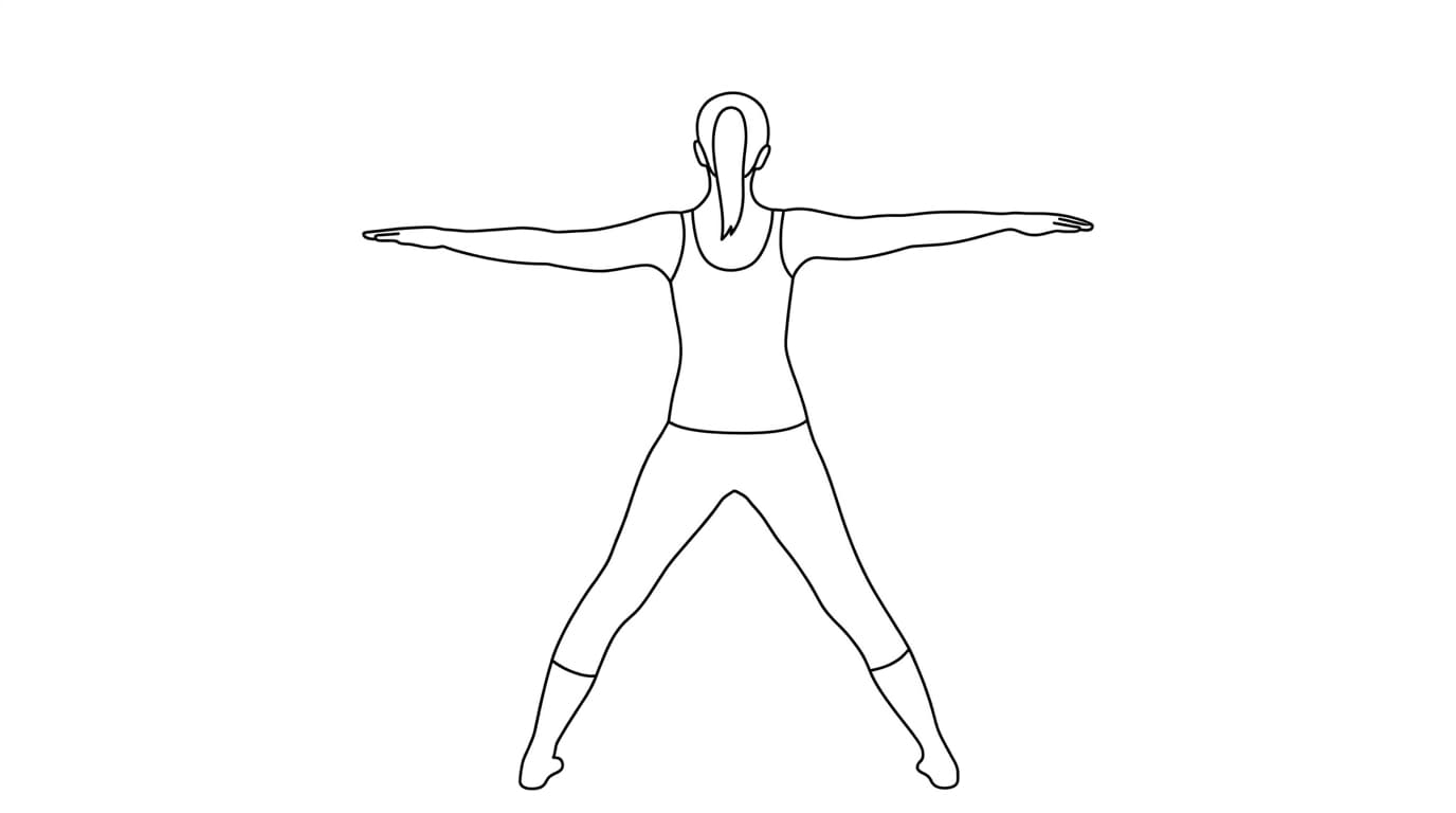 Line-art illustration of Star Pose (Utthita Tadasana)