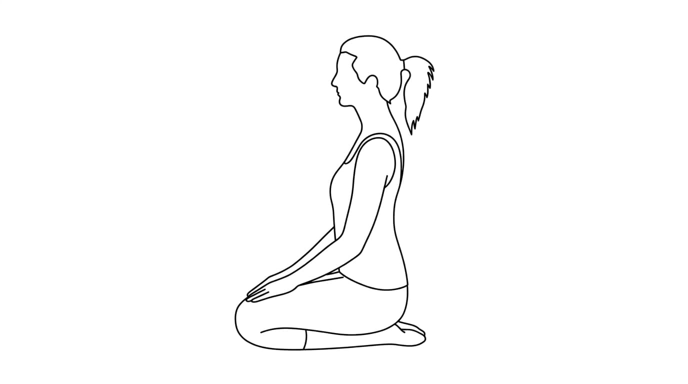 Line-art illustration of Thunderbolt Pose (Vajrasana)