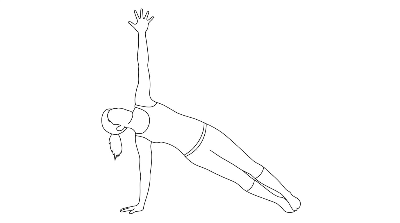 Line-art illustration of Side Plank (Vasishthasana)