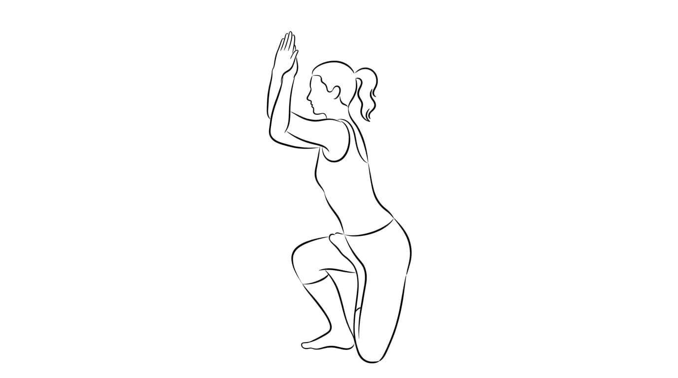 Line-art illustration of Horse Pose (Vatayanasana)