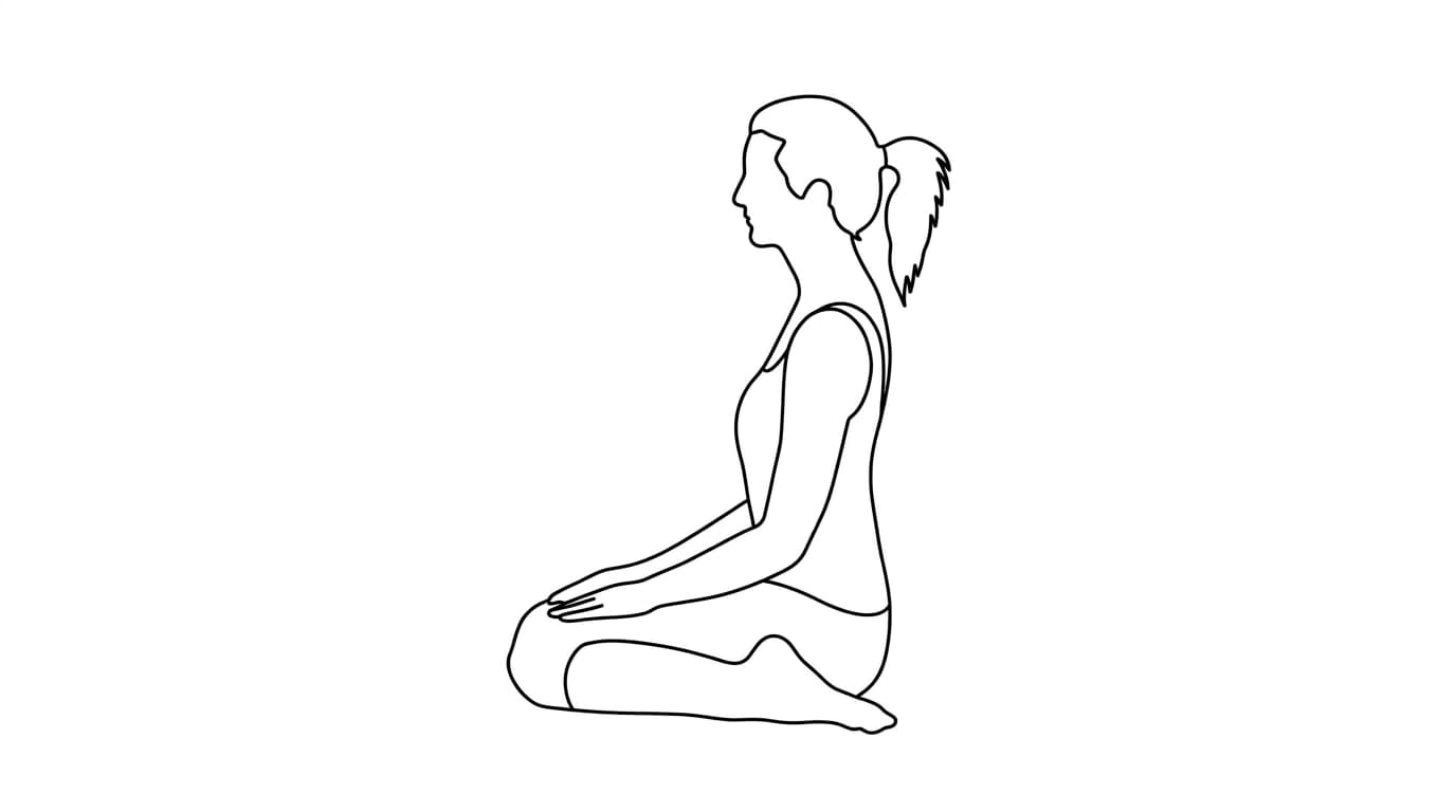 Line-art illustration of Hero Pose (Virasana)