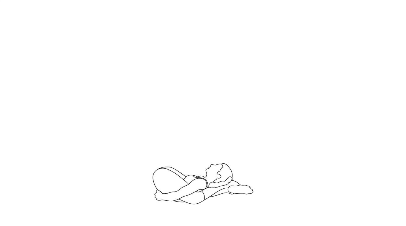 Line-art illustration of Sleeping Yogi (Yoga Nidrasana)